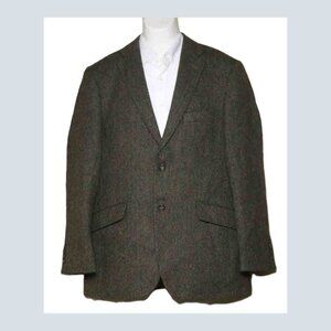 Tailorbyrd British Moon Wool Tweed Brown Herringbone Blazer Men's Size 40R